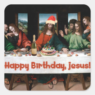 Alles Gute zum Geburtstag, Jesus! Quadratischer Aufkleber