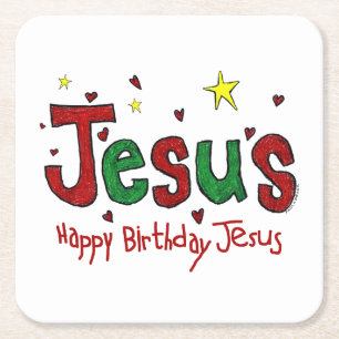 Alles Gute zum Geburtstag Jesus Rechteckiger Pappuntersetzer