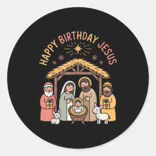 Alles Gute zum Geburtstag Jesus Weihnachten Christ Runder Aufkleber
