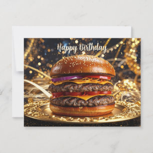 Alles Gute zum Geburtstag Juicy Hamburger auf dem Postkarte