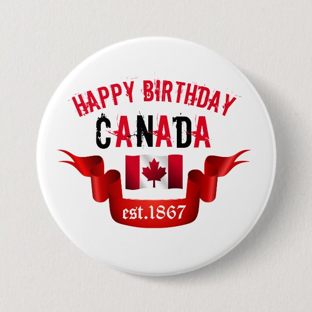 Alles Gute zum Geburtstag Kanada est. 1867 - Button (Vorderseite)