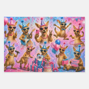 Alles Gute zum Geburtstag Känguru-Designblätter Geschenkpapier Set