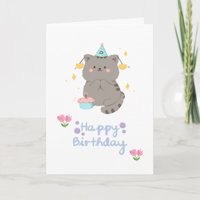 Alles Gute zum Geburtstag Katze Karte (Vorderseite)