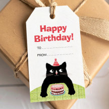 Alles Gute zum Geburtstag Katze, Kuchen und Ballon