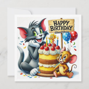 Alles Gute zum Geburtstag Katze und Maus Karte