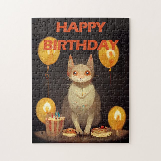 Alles Gute zum Geburtstag! - KatzenParty Puzzle (Vertikal)