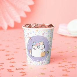 Alles Gute zum Geburtstag Kawaii-Katze mit Brille  Pappbecher