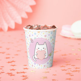 Alles Gute zum Geburtstag Kawaii Katze mit einem L Pappbecher