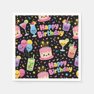 Alles Gute zum Geburtstag Kawaii Kunstparty Serviette