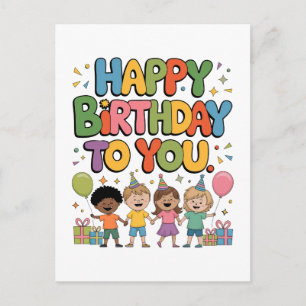 Alles Gute zum Geburtstag Kinder Ankündigungspostkarte
