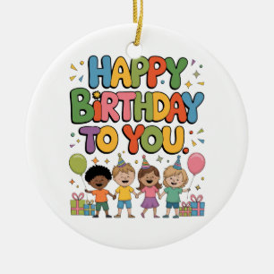 Alles Gute zum Geburtstag Kinder Keramik Ornament