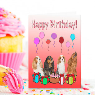 Alles Gute zum Geburtstag King Charles Spaniels Ba Karte