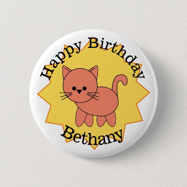 Alles Gute zum Geburtstag Kitty Personalisiert  Button (Vorderseite)