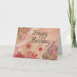 Alles Gute zum Geburtstag Klassisch Violine Vintag Karte