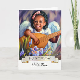 Alles Gute zum Geburtstag. Kleiner Engel mit Lute Karte