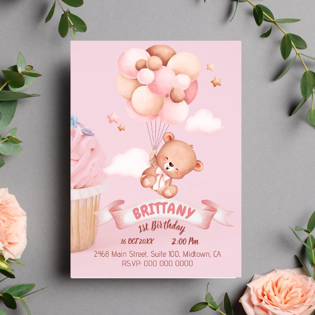 "Alles Gute zum Geburtstag, Kleiner!" Teddy, Ballo Einladung (Von Creator hochgeladen)