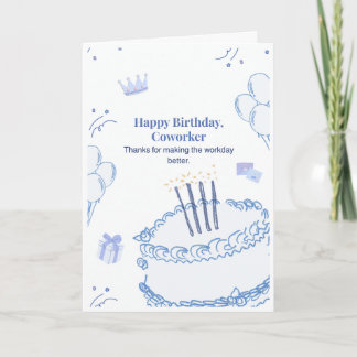 Alles Gute zum Geburtstag Kollege Doodle-Kuchen-Gr Karte