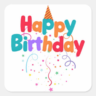 Alles Gute zum Geburtstag Konfetti Button Quadratischer Aufkleber