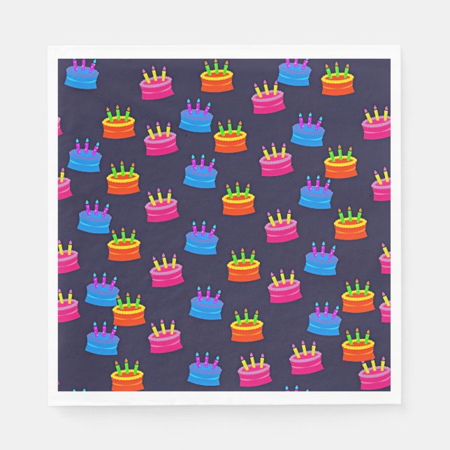 Alles Gute zum Geburtstag, Kuchen mit Kerzen. Serviette (Vorderseite)