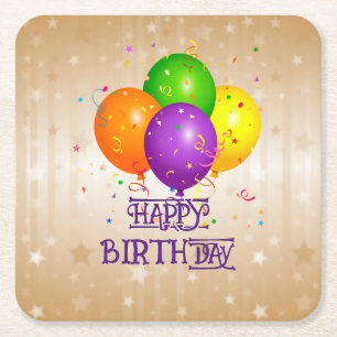ALLES GUTE ZUM GEBURTSTAG...Lasst uns feiern! Rechteckiger Pappuntersetzer