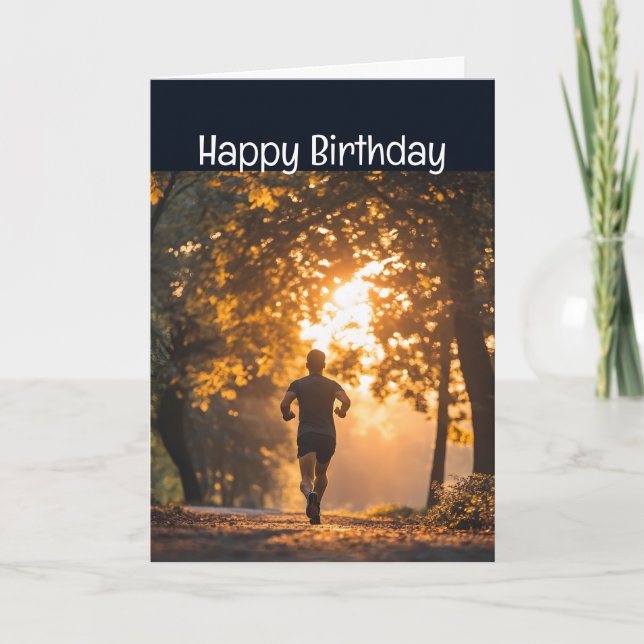Alles Gute zum Geburtstag Läufer beim Marathon Wet Karte (Vorderseite)