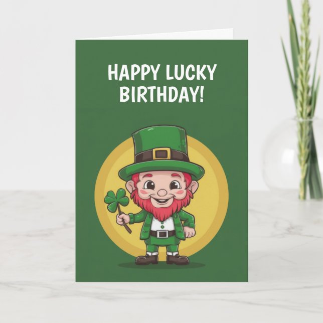 Alles Gute zum Geburtstag Leprechaun Karte (Vorderseite)