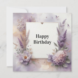 Alles Gute zum Geburtstag lila Aquarell-Blumen Kar Feiertagskarte