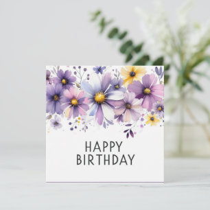 Alles Gute zum Geburtstag lila Blumen Karte