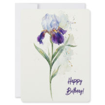 Alles Gute zum Geburtstag lila Iris Aquarell Blume