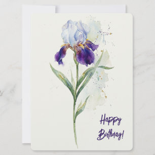 Alles Gute zum Geburtstag lila Iris Aquarell Blume Feiertagskarte