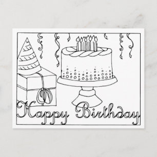 Alles Gute zum Geburtstag Linienzeichnungs-Postkar Postkarte