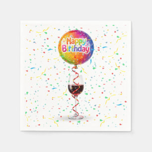 Alles Gute zum Geburtstag Luftballon mit Rotwein Serviette