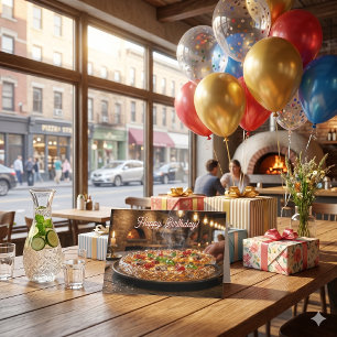 Alles Gute zum Geburtstag Lustige Pizza-Wortspie Karte