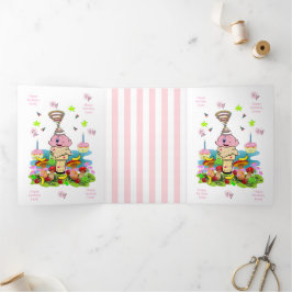 Alles Gute zum Geburtstag Lustige rosa Cakecupake Dreifach Gefaltete Karte