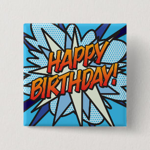 ALLES GUTE ZUM GEBURTSTAG Lustiger Retro-Comic Button