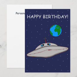 Alles Gute zum Geburtstag Lustiges Alien-Raumschif Feiertagskarte