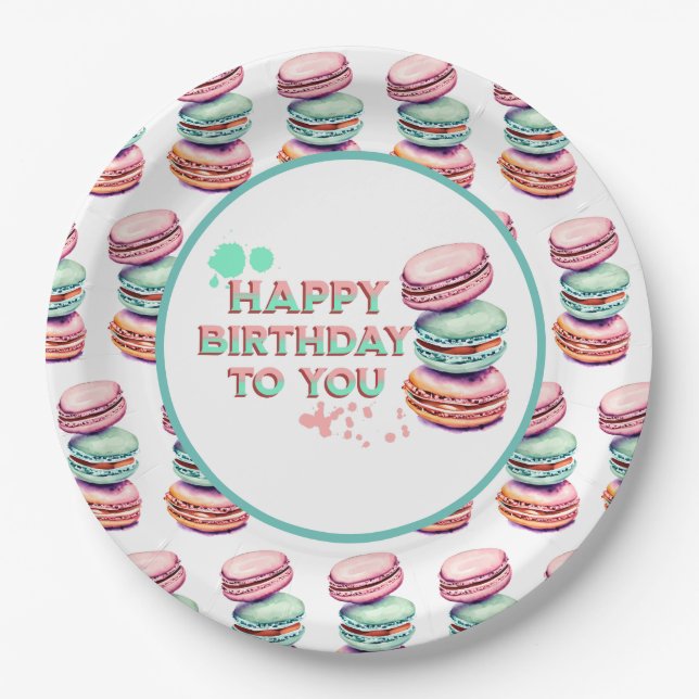 Alles Gute zum Geburtstag! | Macaron Pappteller (Vorderseite)
