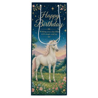 Alles Gute zum Geburtstag Magisches Einhorn Blumen Geschenktüte Für Weinflaschen