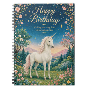 Alles Gute zum Geburtstag Magisches Einhorn Floral Notizblock