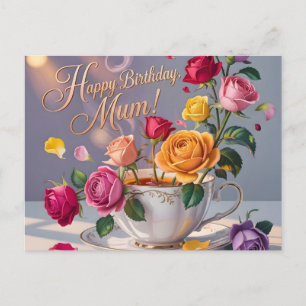 Alles Gute zum Geburtstag Mama Gruß mit Rosen Postkarte