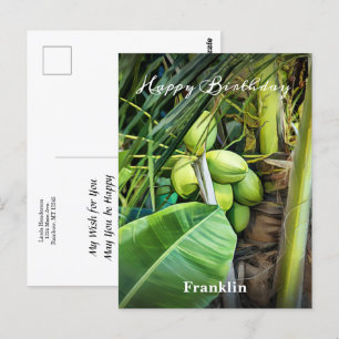 Alles Gute zum Geburtstag Männer Kokosnüsse Bäume  Postkarte