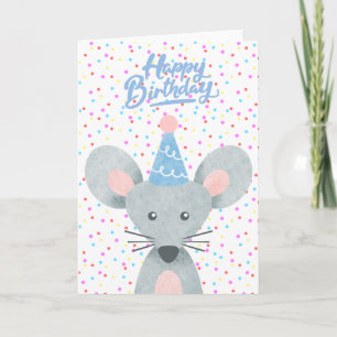 Alles Gute zum Geburtstag Maus Party Hut Konfetti Karte
