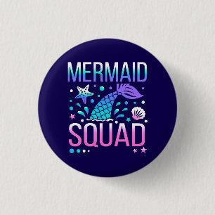 Alles Gute zum Geburtstag Meerjungfrau-Squad Ozean Button