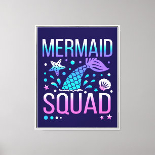 Alles Gute zum Geburtstag Meerjungfrau-Squad Ozean Leinwanddruck