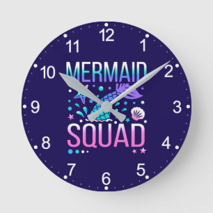 Alles Gute zum Geburtstag Meerjungfrau-Squad Ozean Runde Wanduhr