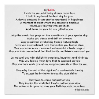 Alles Gute zum Geburtstag Meine Liebe Poem Poster