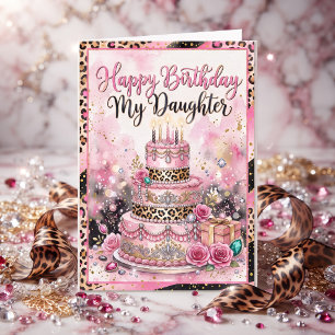 Alles Gute zum Geburtstag meine Tochter Leopard Karte