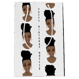 Alles Gute zum Geburtstag, Messy Bun, Black & Whit Mittlere Geschenktüte