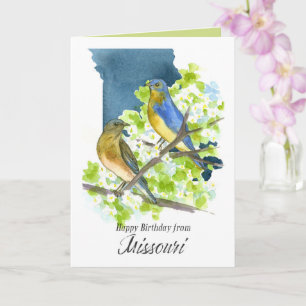 Alles Gute zum Geburtstag Missouri Blaue Vögel Wei Karte