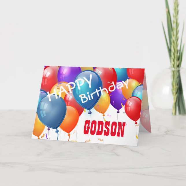 Alles Gute zum Geburtstag mit Balloons GODSON Karte (Vorderseite)